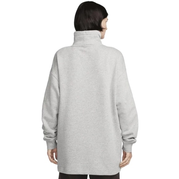 Nike Women's Sportswear Club Fleece Oversized Mock-Neck Sweatshirt Grey NWT - Picture 2 of 7